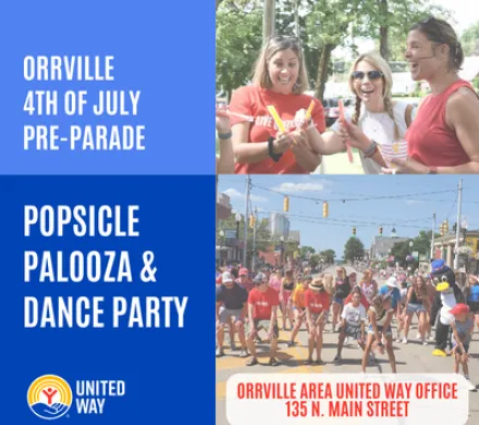 Community enjoying popsicles and dance party before the Orrville 4th of July parade