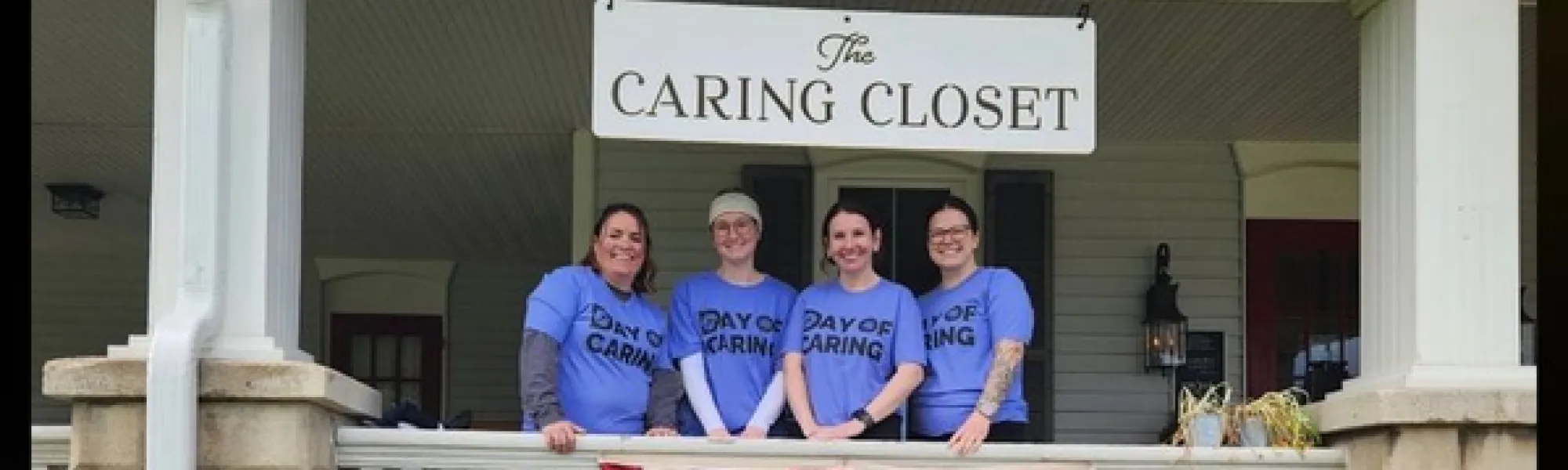Volunteers helped beautify the flower bed and porch area. 
