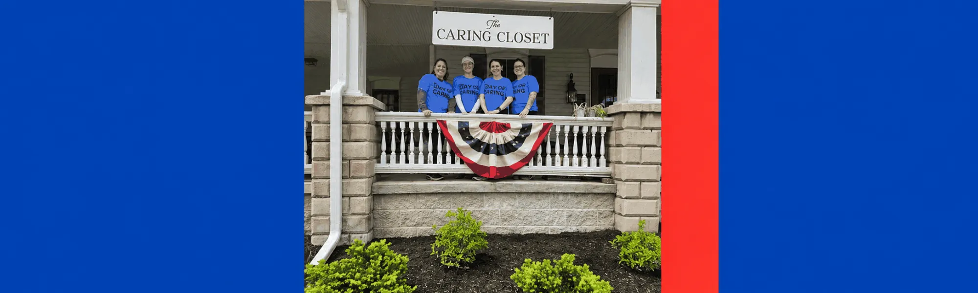 Volunteers helped beautify the flower bed & porch area.  