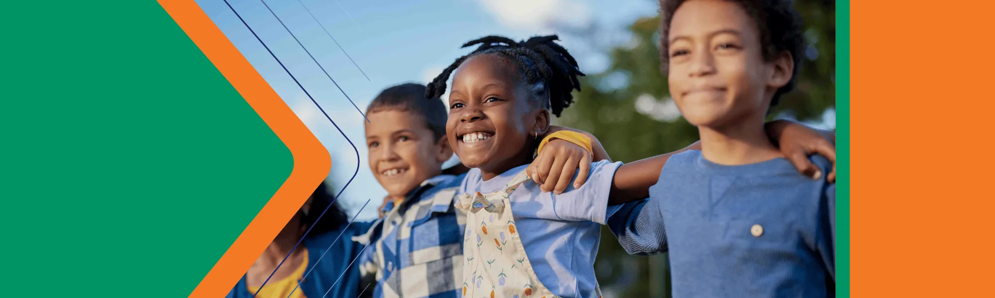 Kids with arms around each other